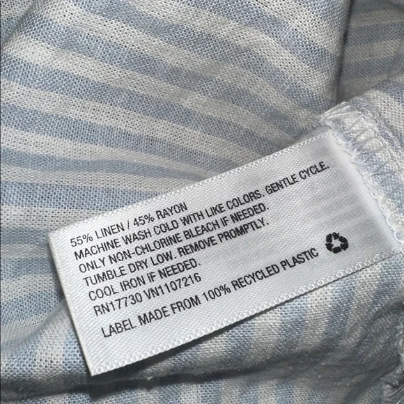 a new day blue Striped A-Line Skirt linen blend size medium - Picture 5 of 6